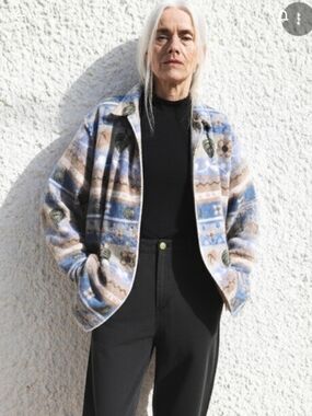 Jason maxwell Blue and Gray Patterned Button-Up Fleece